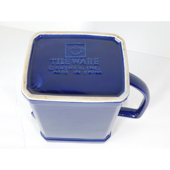 Roshco Tile Ware Collection Blue Ceramic Pitcher White Citrus Fruit Tile Accent - Picture 11 of 16